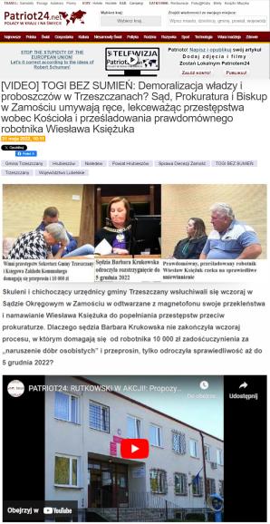 RUTKOWSKI: Nowa Wójt w Trzeszczanach! Koniec rządów skazanego Stanisława Cz. i uznanego winnym przestępstwa tymczasowego zarządcy Pawła L. Koniec prześladowania prawdomównego robotnika Wiesława Księżuka i seniorów!